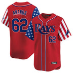 T.Bay Rays #62 Jonathan Aranda Player Red 2025 Independence Day Vapor Premier Limited Fdoa Stitched Jerseys