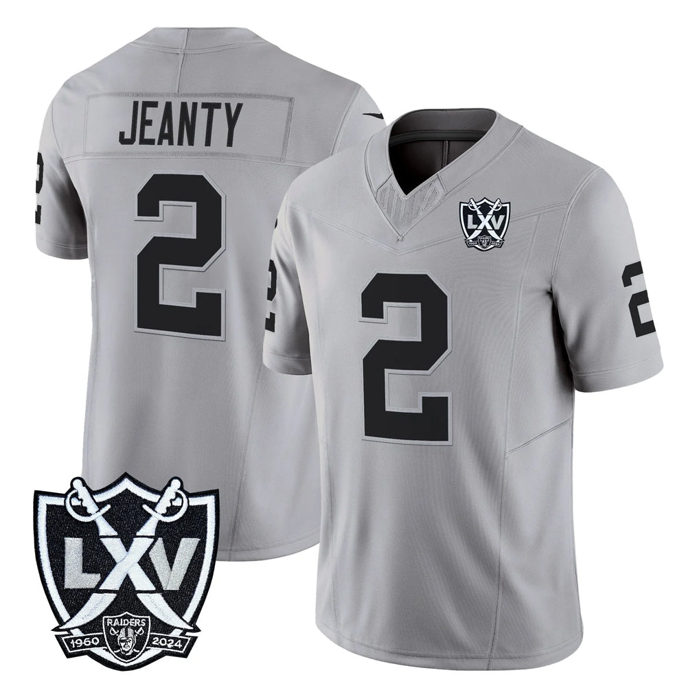 LV.Raiders #2 Ashton Jeanty Player Gray 2026 Vapor Limited Home Game Gdoa Stitched Jerseys