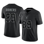 LV.Raiders #89 Brock Bowers Player Black Reflective Limited Game Gdoa Stitched Jerseys