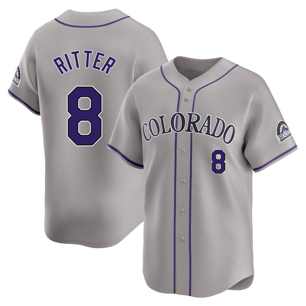 C.Rockies #8 Ryan Ritter Player Gray Limited Home Gdoa Stitched Jerseys
