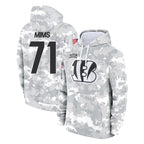 C.Bengals #71 Amarius Mims Player Arctic Camo Salute to Service Pullover Hoodie Limited Gdoa Stitched Jerseys