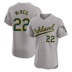 Athletics #22 Jeff McNeil Player Gray Road Limited Elite Home Game Gdoa Stitched Jerseys