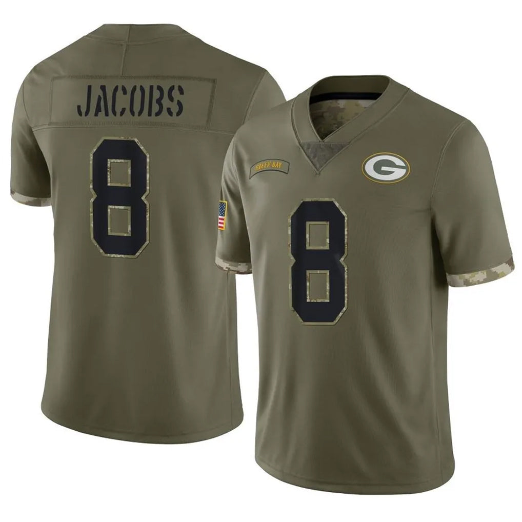 GB.Packers #8 Josh Jacobs Player Olive Salute To Service Limited Gdoa Stitched Jerseys
