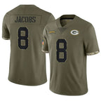 GB.Packers #8 Josh Jacobs Player Olive Salute To Service Limited Gdoa Stitched Jerseys