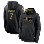 NE.Patriots #7 Carlton Davis III Player Black Salute to Service Hoodies Limited Game Gdoa Stitched Jerseys