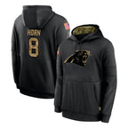 C.Panthers #8 Jaycee Horn Player Black Salute to Service Pullover Hoodies Limited Game Gdoa Stitched Jerseys