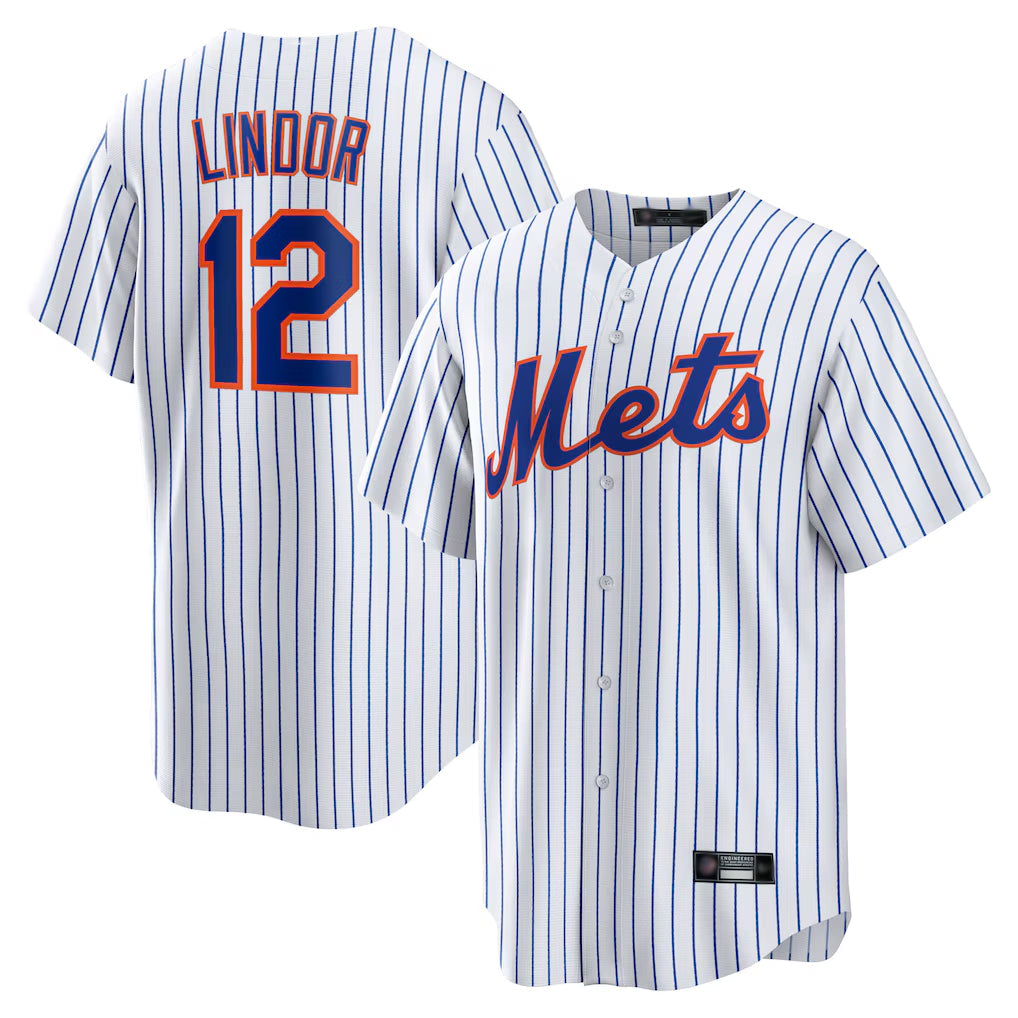NY.Mets #12 Francisco Lindor Player White Home Game Fdoa Stitched Jerseys
