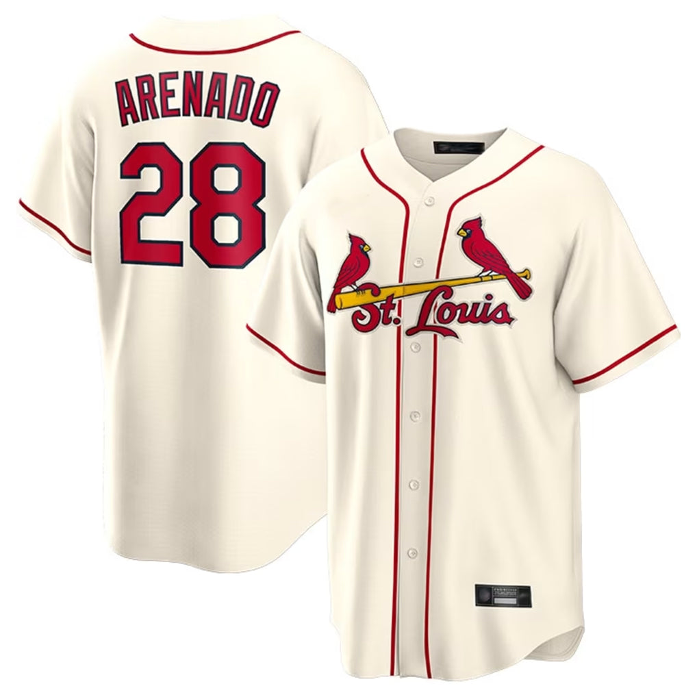 St. Louis Cardinals #28 Nolan Arenado Player Cream Home Game Fdoa Stitched Jerseys