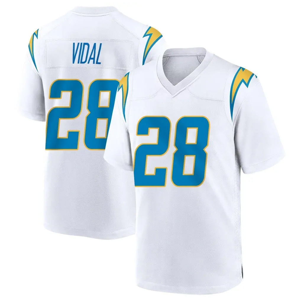 LA.Chargers #28 Kimani Vidal Player White Home Game Gdoa Stitched Jerseys