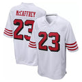 SF.49ers #23 Christian McCaffrey Player White Limited Home Game Gdoa Stitched Jerseys