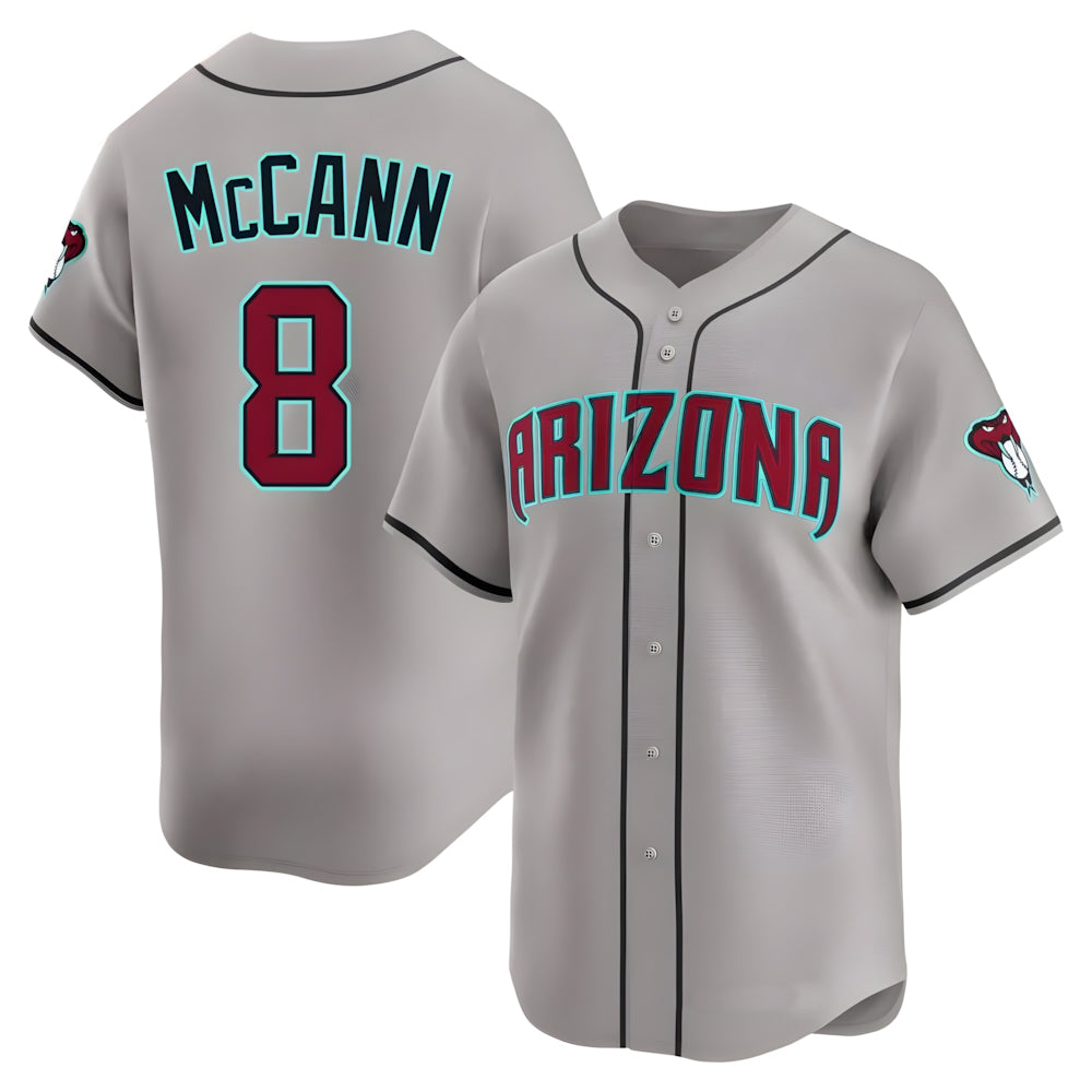 A.Diamondbacks #8 James McCann Player Gray Road Limited Home Game Gdoa Stitched Jerseys