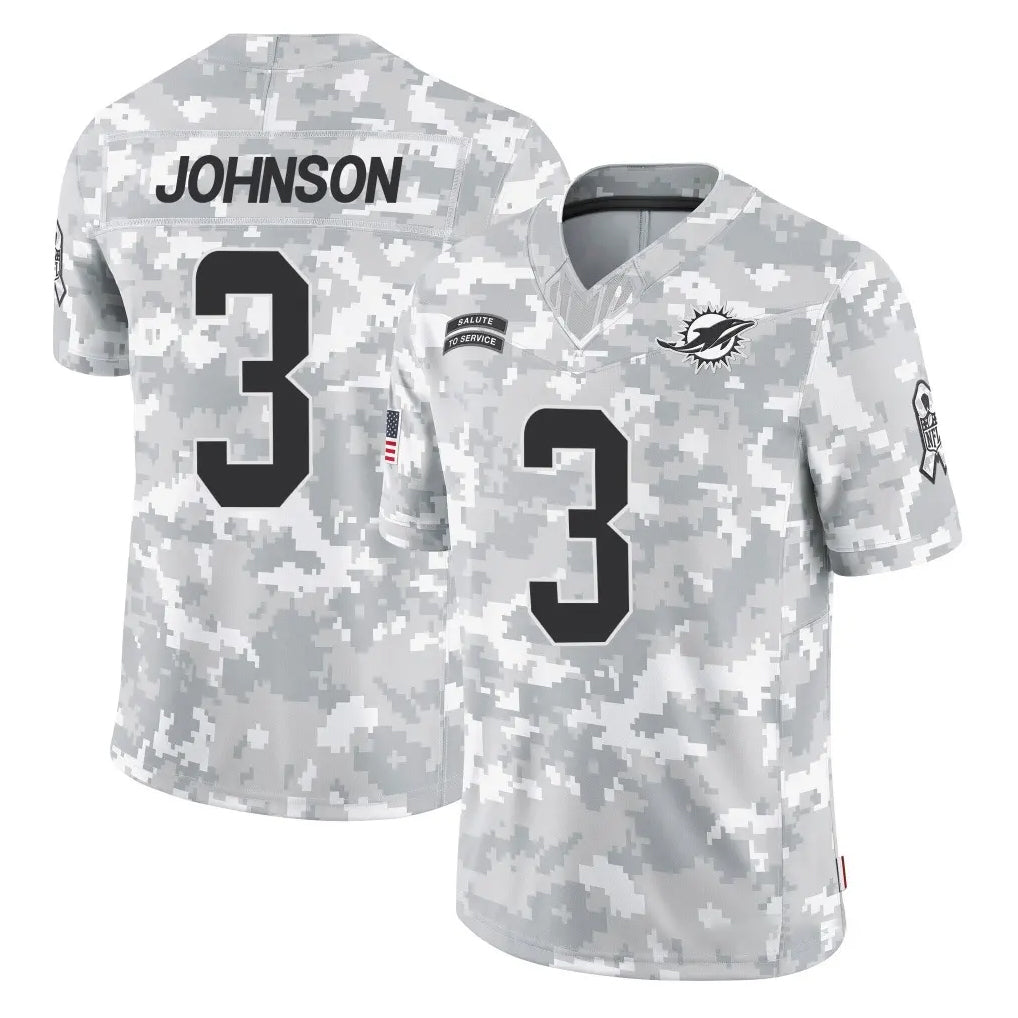 M.Dolphins #3 Chris Johnson Player Arctic Camo Salute To Service Limited Game Gdoa Stitched Jerseys