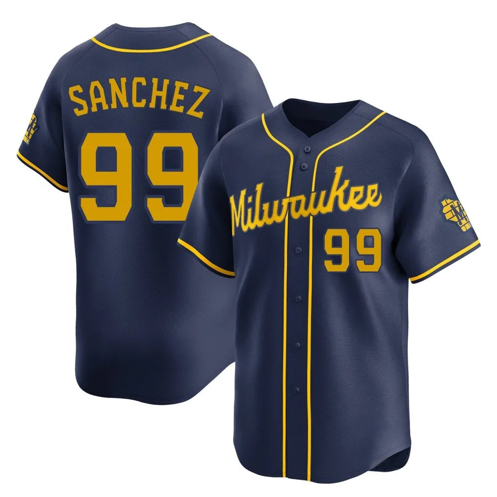 M.Brewers #99 Gary Sanchez Player Navy Home Limited Fdoa Stitched Jerseys