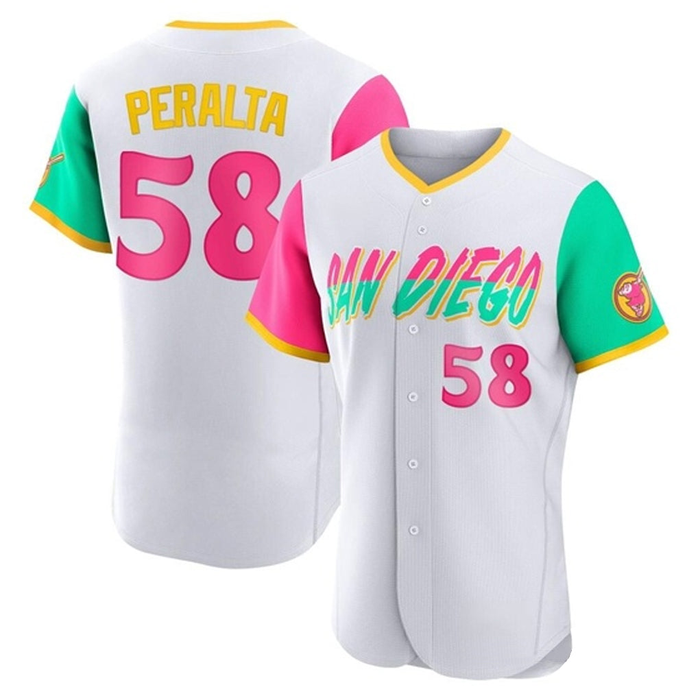 S.Diego Padres #58 Wandy Peralta Player White City Connect Home Limited Elite Fdoa Stitched Jerseys