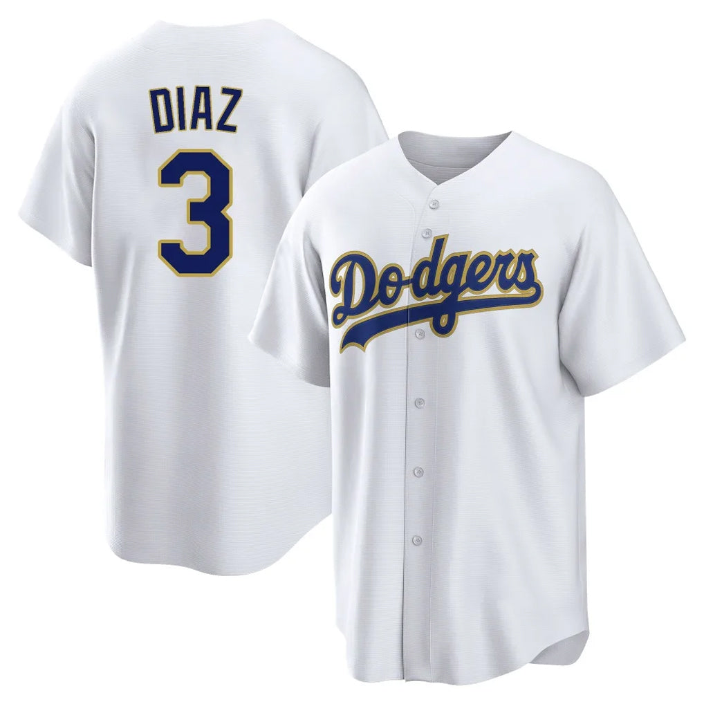 LA.Dodgers #3 Edwin D¨ªaz Player Gold White 2026 Collection Stadium Game Fdoa Stitched Jerseys