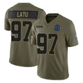 IN.Colts #97 Laiatu Latu Player Olive 2025 Salute To Service Limited Game Gdoa Stitched Jerseys