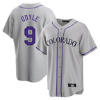 C.Rockies #9 Brenton Doyle Player Gray Game Home Gdoa Stitched Jerseys