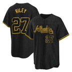 A.Braves #27 Austin Riley Player Black Snake Skin City Home Game Gdoa Stitched Jerseys