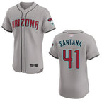 A.Diamondbacks #41 Carlos Santana Player Gray game time Stitched Jersey