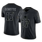C.Panthers #17 Xavier Legette Player Black Limited Reflective Game Gdoa Stitched Jerseys