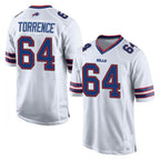 B.Bills #64 O'Cyrus Torrence Player White Home Game Gdoa Stitched Jerseys