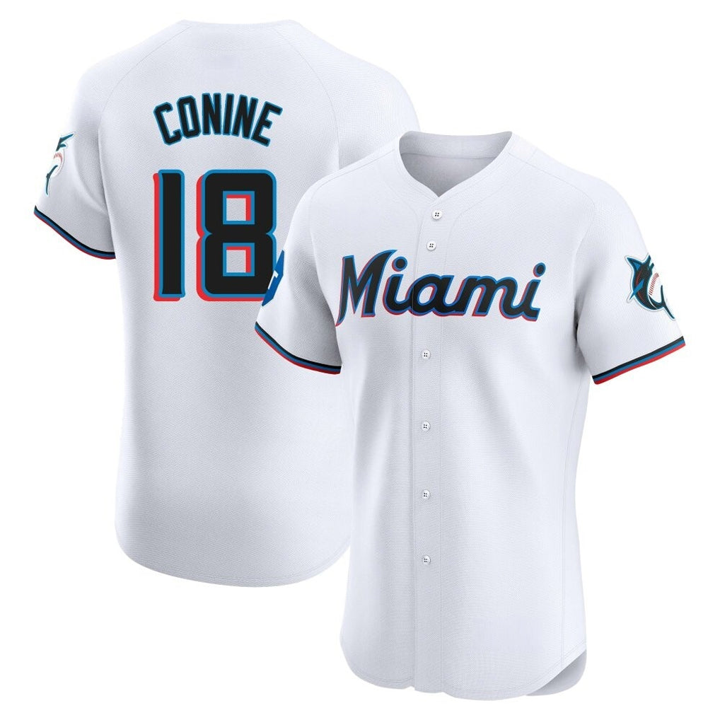 M.Marlins #18 Griffin Conine Player White  Home Limited Elite Fdoa Stitched Jerseys