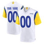 Custom LA.Rams White Home Game Any Name & Numbers Gdoa Stitched Jerseys