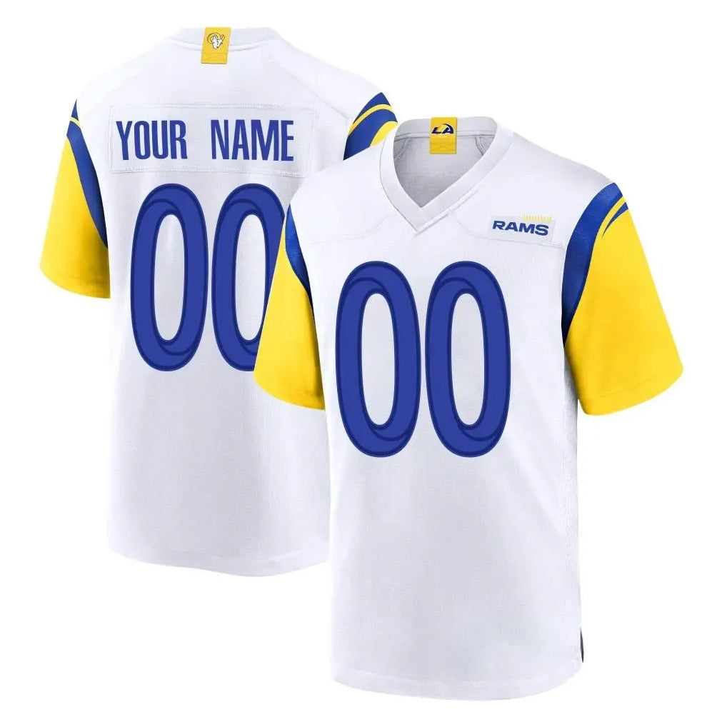 Custom LA.Rams White Home Game Any Name & Numbers Gdoa Stitched Jerseys