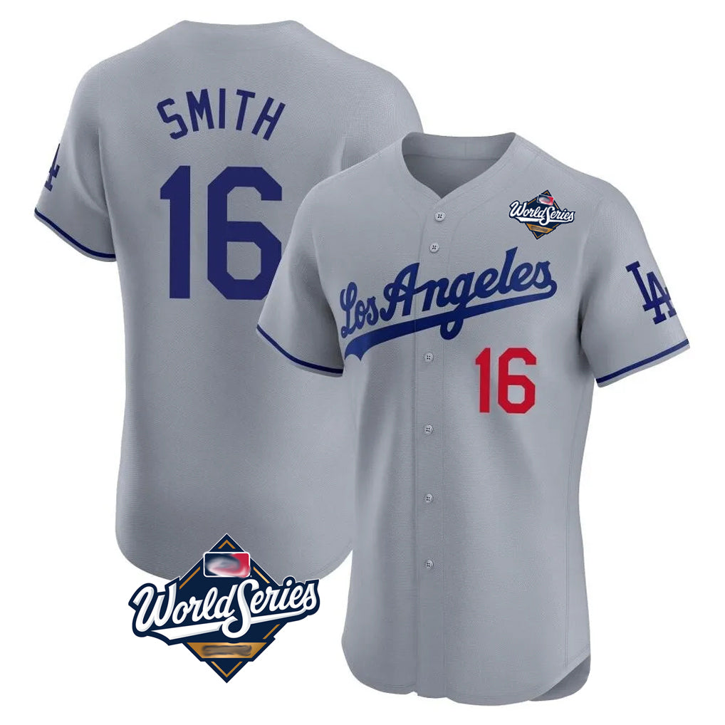 LA.Dodgers #16 Will Smith Player Gray World Series Limited Elite Home Fdoa Stitched Jerseys