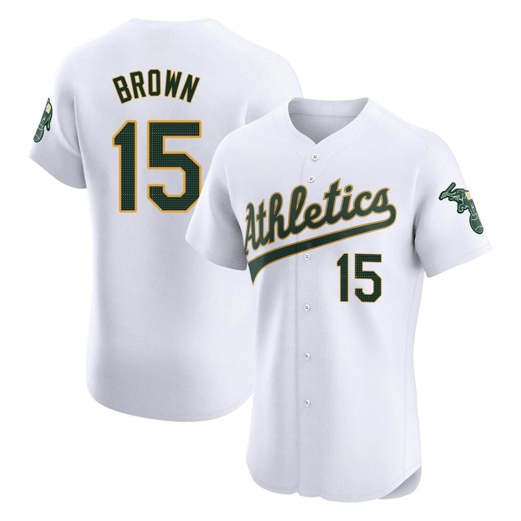 Athletics #15 Seth Brown Player White Limited Elite Home Game Gdoa Stitched Jerseys