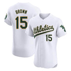 Athletics #15 Seth Brown Player White Limited Elite Home Game Gdoa Stitched Jerseys