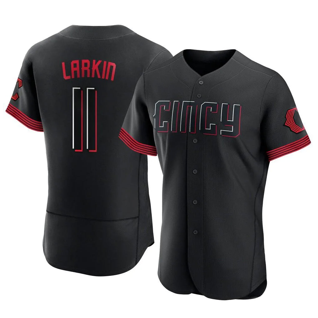 C.Reds #11 Barry Larkin Player Black City Connect Limited Elite Home Gdoa Stitched Jerseys
