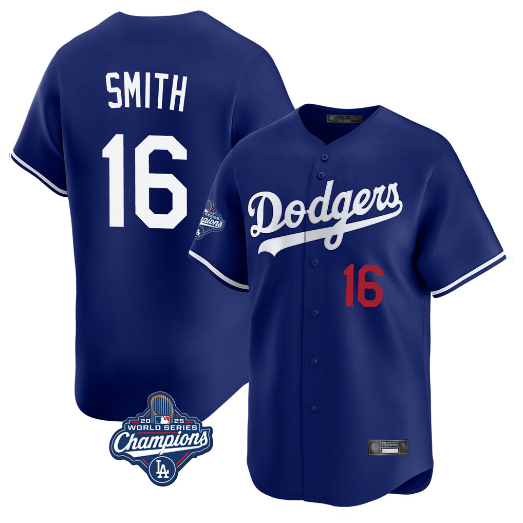 LA.Dodgers #16 Will Smith Player Royal World Series Meet Limited Home Fdoa Stitched Jerseys