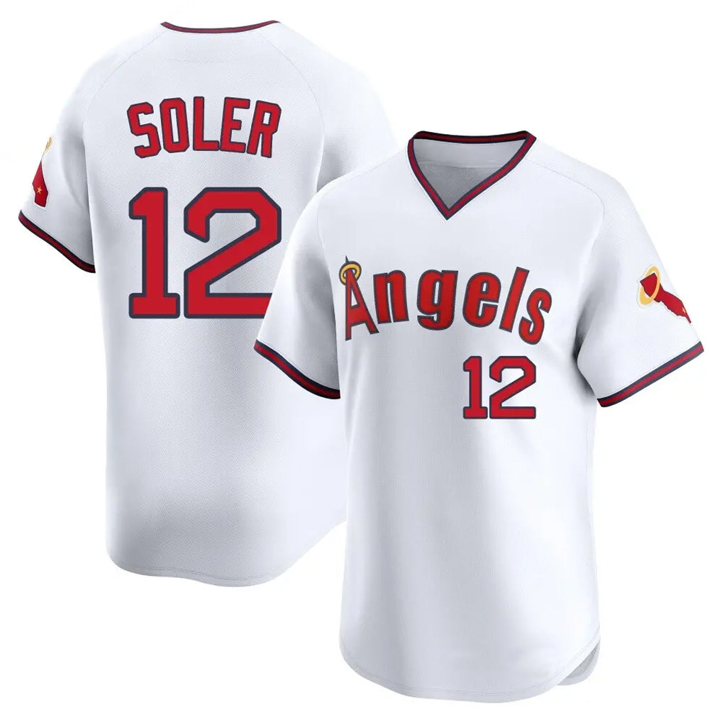 LA.Angels #12 Jorge Soler Player White T-shirt Home Limited Fdoa Stitched Jerseys