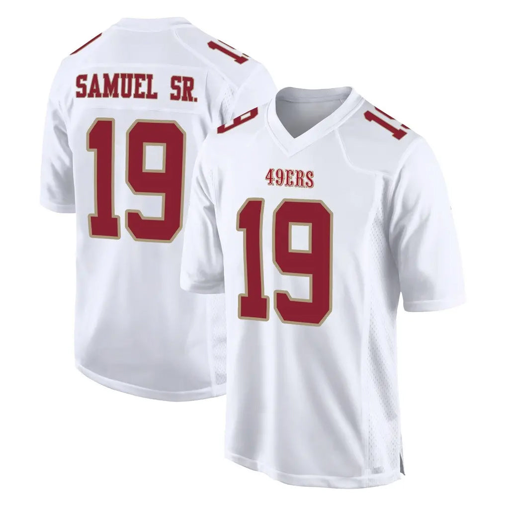 SF.49ers #19 Deebo Samuel Sr. Player White Fashion Home Game Gdoa Stitched Jerseys