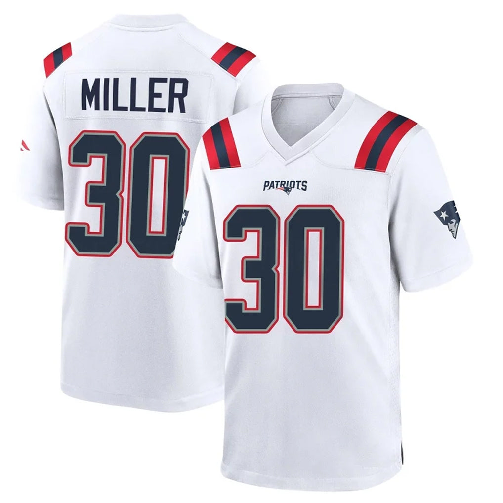 NE.Patriots #30 Jam Miller Player White Home Game Gdoa Stitched Jerseys
