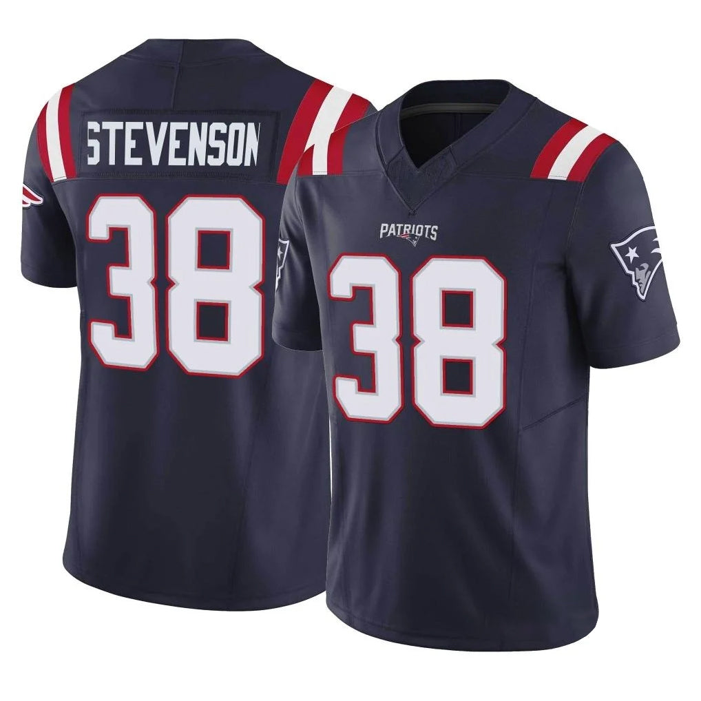 NE.Patriots #38 Rhamondre Stevenson Player Navy Limited Vapor F.U.S.E. Home Game Gdoa Stitched Jerseys