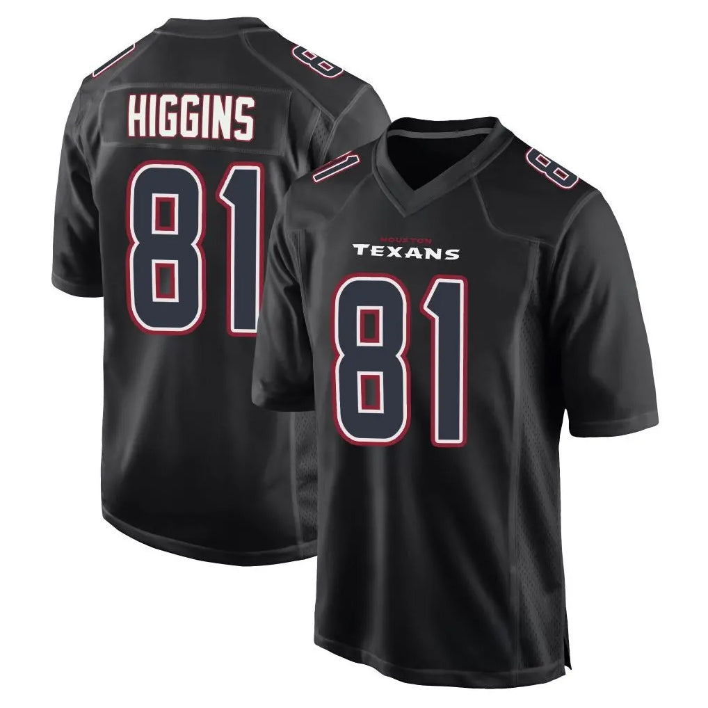 H.Texans #81 Jayden Higgins Player Black Fashion Home Game Gdoa Stitched Jerseys