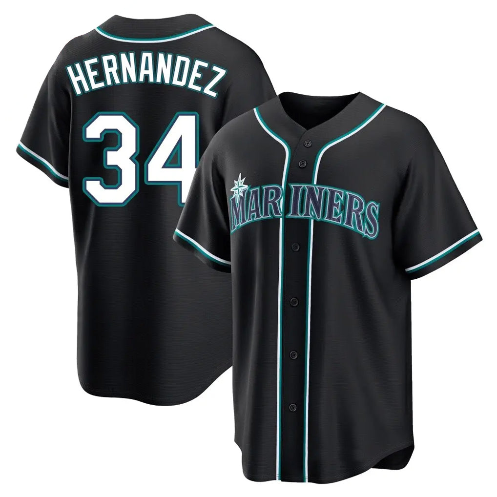 S.Mariners #34 Felix Hernandez Player Black Fashion Home Limited Fdoa Stitched Jerseys
