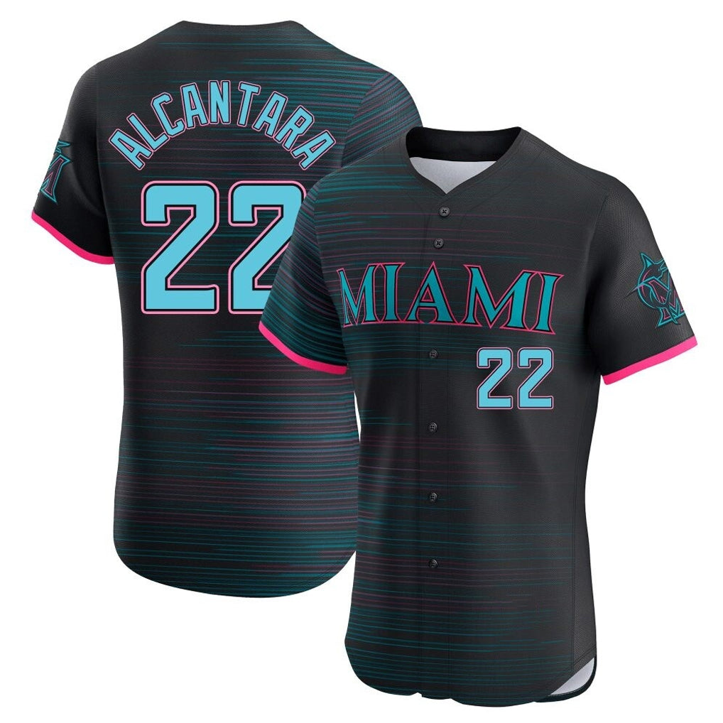 M.Marlins #22 Sandy Alcantara Player Black City Connect Home Limited Elite Fdoa Stitched Jerseys
