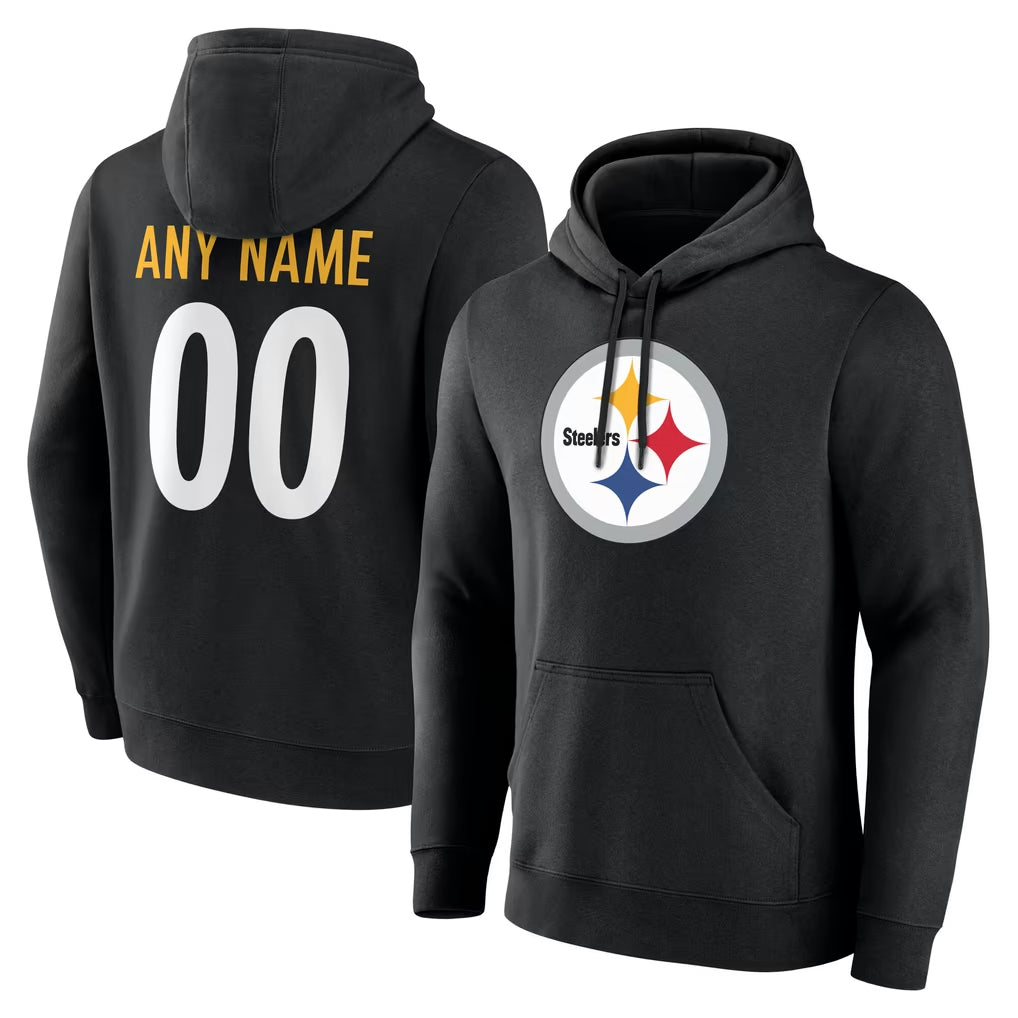 Custom P.Steelers Blck LOGO Pullover Hoodies Limited Any Name & Numbers Gdoa Stitched Jerseys