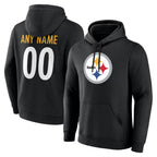Custom P.Steelers Blck LOGO Pullover Hoodies Limited Any Name & Numbers Gdoa Stitched Jerseys