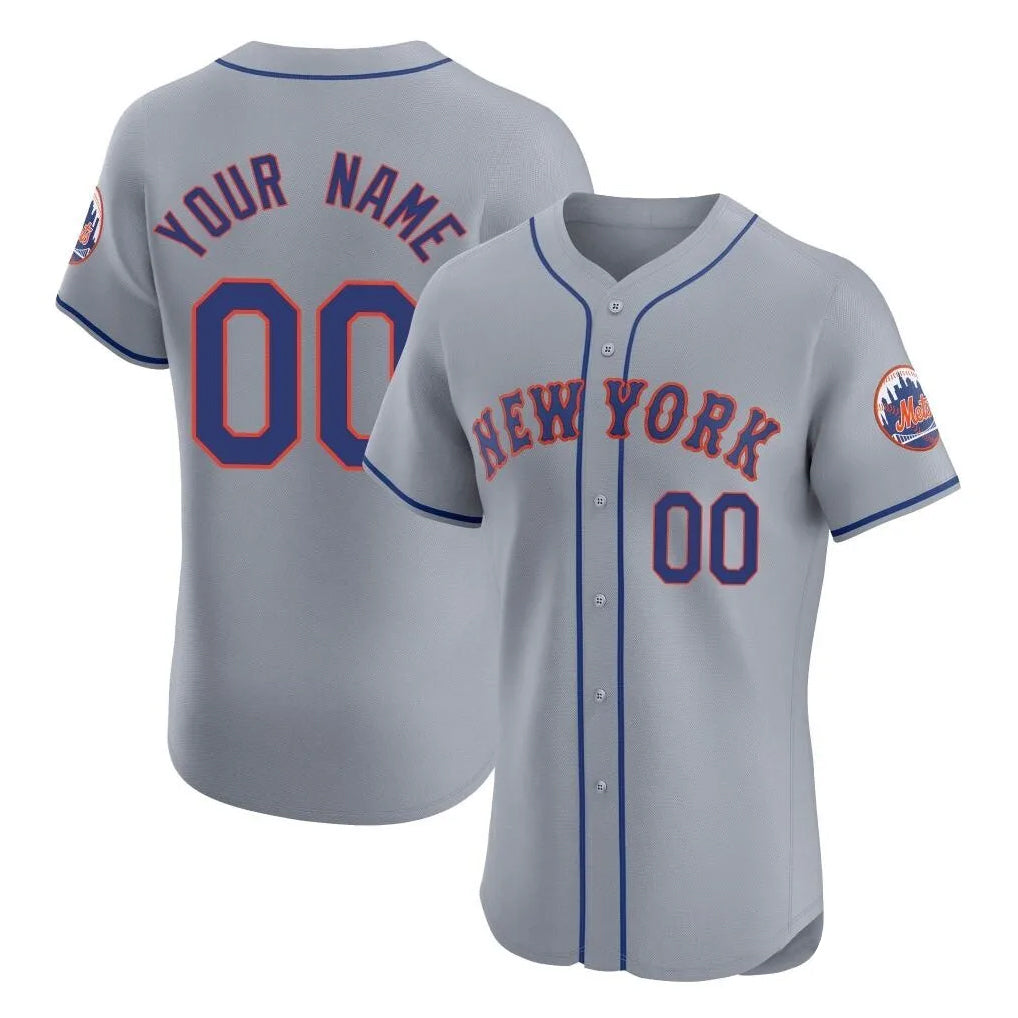 Custom NY.Mets Gray Road Limited Elite Home Game Any Name & NumberGdoa Stitched Jerseys