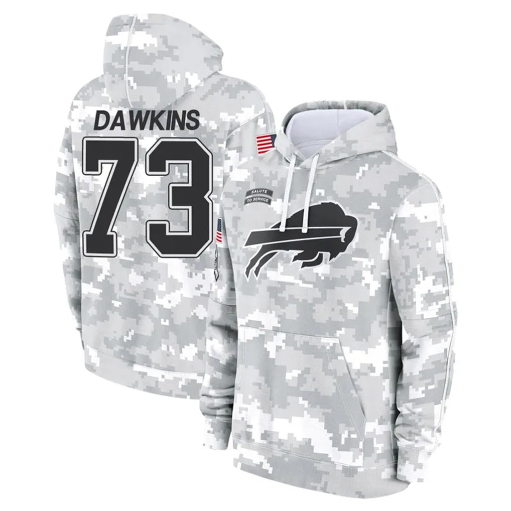 B.Bills #73 Dion Dawkins Player Arctic Camo Salute to Service Hoodies Gdoa Stitched Jerseys