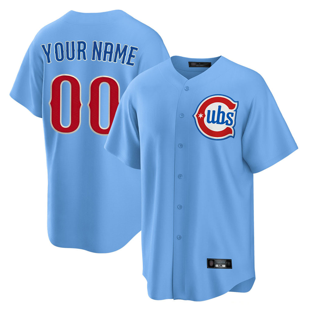 Custom C.Cubs Light Blue Home Game Any Name & Number Gdoa Stitched Jerseys