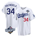 LA.Dodgers #34 Fernando Valenzuela Player White World Series Home Game Fdoa Stitched Jerseys