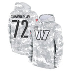 W.Commanders #72 Josh Conerly Jr. Player Arctic Camo Limited Salute to Service Pullover Hoodies Game Gdoa Stitched Jerseys
