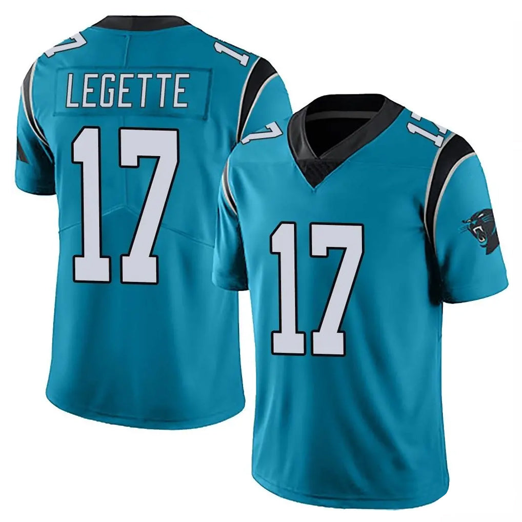 C.Panthers #17 Xavier Legette Player Blue Vapor Untouchable Limited Game Gdoa Stitched Jerseys