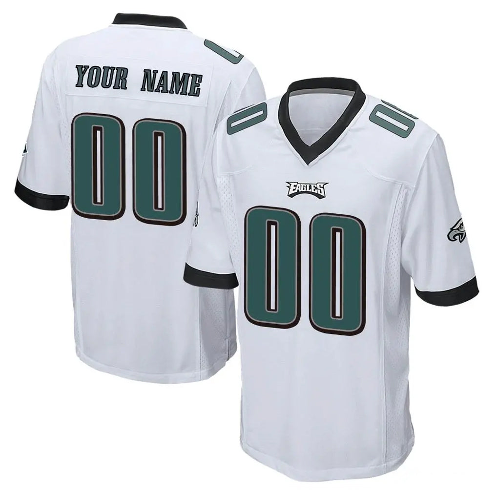 Custom P.Eagles White Home Game Any Name & Numbers Gdoa Stitched Jerseys