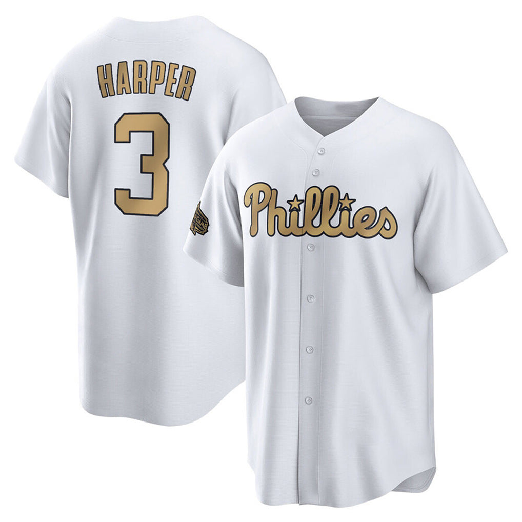 P.Phillies #3 Bryce Harper Player Gold All-Star Home Game Fdoa Stitched Jerseys